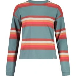 Maloja KarrosterM. Heavy Cotton Dames Shirt Met Lange Mouwen - Old Mint Stripe 8816